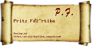 Pritz Fürtike névjegykártya
